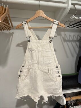 Brandy Melville Cream Denim Short Overalls